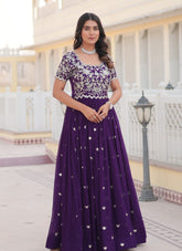 Smart Looking Wedding Wear Gown in Purple Colour